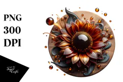 Abstract Sunflower with Golden Insertions PNG Product Image 1