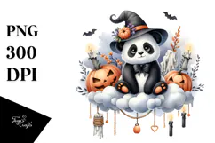 Panda with Hanging Candles Watercolor PNG Product Image 1