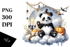 Panda Dressed for Halloween on Cloud PNG Product Image 1