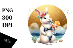 Cute Bunny in Beachwear PNG Product Image 1