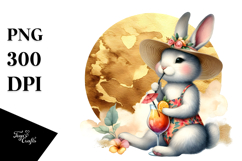 Bunny Drinking Cocktail on Gold Circle Product Image 1