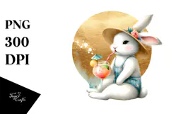 Cute Bunny in Beachwear PNG Product Image 1