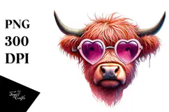 Pink Highland Cow PNG Product Image 1