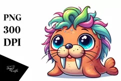 Cute Baby Walrus Crazy Eyes Clipart Product Image 1