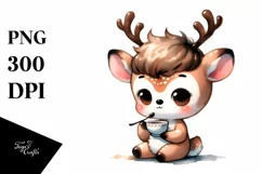 a Cute Watercolor Deer PNG Product Image 3
