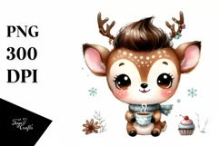 a Cute Watercolor Deer PNG Product Image 3