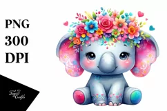 Adorned Elephant with Flower Crown, Transparent PNG Product Image 3