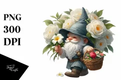 Digital Painting Gnome Gardenia Clipart Product Image 3