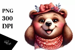 a detailed watercolor, funny cute Bear Smiling | Clipart Product Image 1