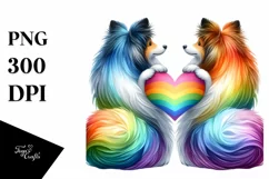 Rainbow Shetland Sheepdog Heart PNG Product Image 1