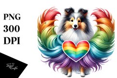 Rainbow Shetland Sheepdog Heart PNG Product Image 1