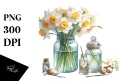Colorful Jar with Large Narcissus | Clipart Product Image 1