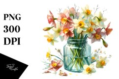 Colorful Jar with Large Narcissus | Clipart Product Image 3