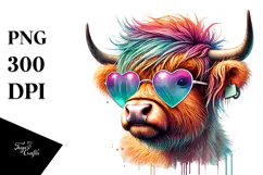 Highland Calf with Sunglasses, Transparent PNG Product Image 1