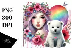 Baby Polar Bear with Heart, PNG Product Image 1