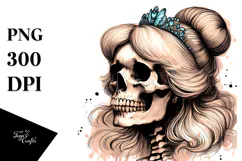 Washed Skull with Hair, Cinderella PNG Product Image 1