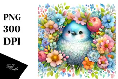 Bird Half of Spring Flowers PNG Product Image 1