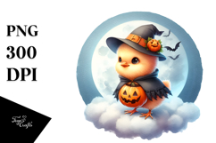 Cute Digital Chicken Halloween PNG Product Image 1
