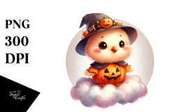 Cute Digital Chicken Halloween PNG Product Image 1