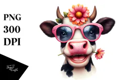 Funny Cow with Sunglasses, PNG Product Image 1
