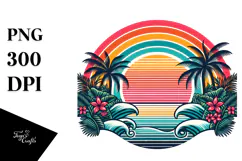Retro Tropical Rainbow Sunset, 20 oz Tumbler Product Image 1