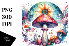 Vibrant Magical Celestial Mushroom Tarot PNG Product Image 1