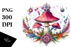 Vibrant Magical Celestial Mushroom Tarot PNG Product Image 1
