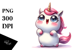 Watercolor Unicorn with Big Eyes PNG Product Image 1