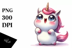Watercolor Unicorn with Big Eyes PNG Product Image 1