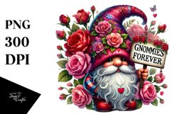 Valentines Gnome with Roses PNG Product Image 1