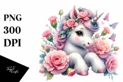 Pastel Unicorn Baby Carnation | Sublimation | Clipart Product Image 1