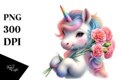 Pastel Unicorn Baby Carnation | Sublimation | Clipart Product Image 3