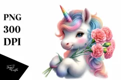 Pastel Unicorn Baby Carnation | Sublimation | Clipart Product Image 3