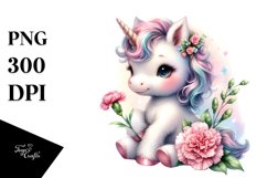 Pastel Unicorn Baby Carnation | Sublimation | Clipart Product Image 1