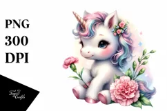 Pastel Unicorn Baby Carnation | Sublimation | Clipart Product Image 1