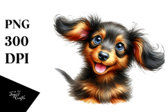 Watercolor Baby Dachshund, Bright PNG Product Image 1