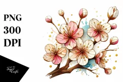 Wooden Stained Cherry Blossom | Clipart Product Image 1