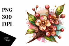 Wooden Stained Cherry Blossom | Clipart Product Image 1