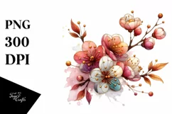 Wooden Stained Cherry Blossom | Clipart Product Image 1