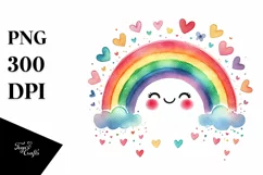 Colorful Rainbow with Hearts, PNG Product Image 1