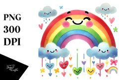 Colorful Rainbow with Hearts, PNG Product Image 1