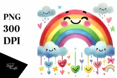 Colorful Rainbow with Hearts, PNG Product Image 1