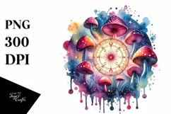 Vibrant Magical Celestial Mushroom Tarot PNG Product Image 1