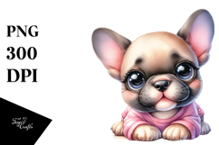 Happy French Bulldog Baby Cartoon, PNG Product Image 1