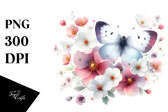 Butterfly Half of Spring Flowers PNG Product Image 1