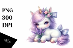 Pastel Unicorn Baby Lavender | Sublimation | Clipart Product Image 1