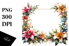 Vibrant Lily Frame PNG Product Image 1