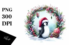 colorful Christmas Penguin PNG Product Image 1