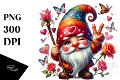 Colorful Winking Valentine Gnome PNG Product Image 1