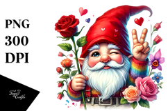 Cool Valentines Gnome with Sunglasses, Digital Painting PNG Product Image 1